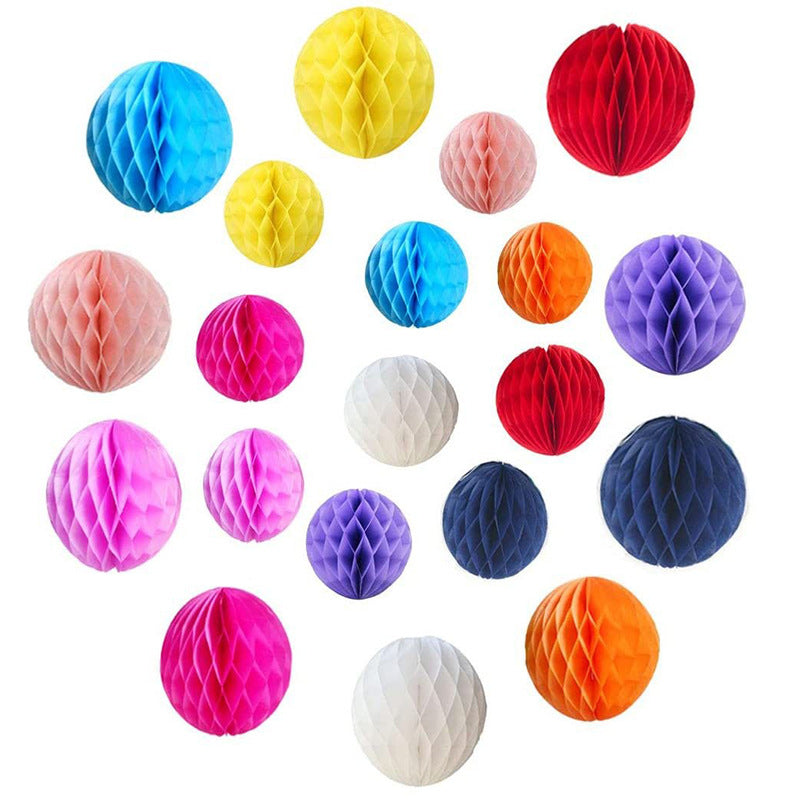 Birthday party decoration three-dimensional paper colorful honeycomb ball paper lantern wedding round honeycomb hanging paper flower ball
