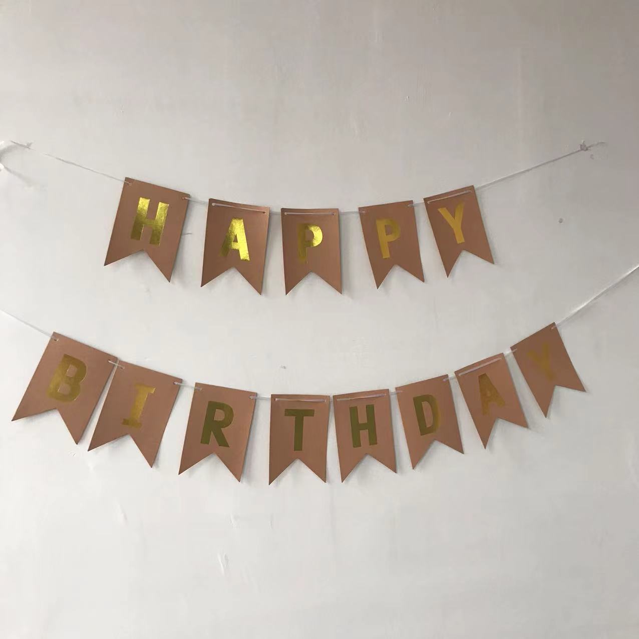 Party layout English happy birthday letter paper flag banner Happy Birthday hot gold fishtail flag