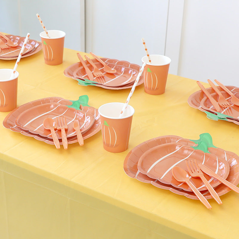 Thanksgiving Party Decoration Disposable Pumpkin Paper Plates