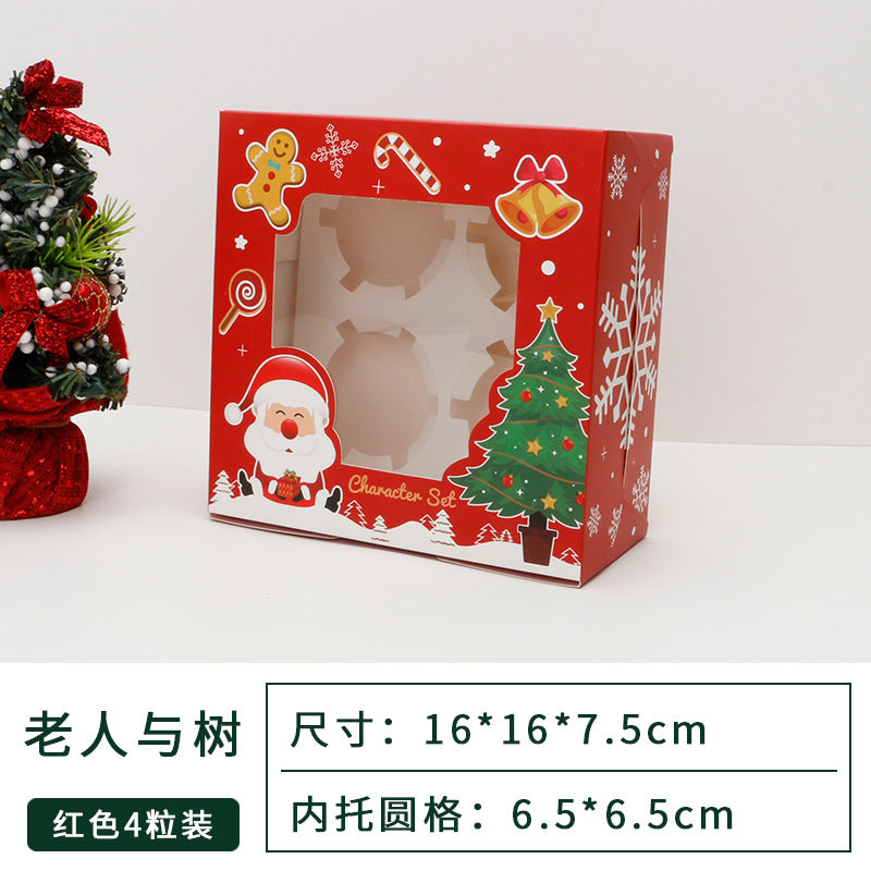 Christmas window 4 6-piece cupcake box baking pastry gift box