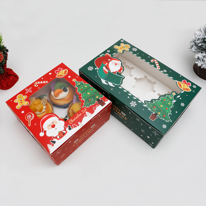Christmas window 4 6-piece cupcake box baking pastry gift box