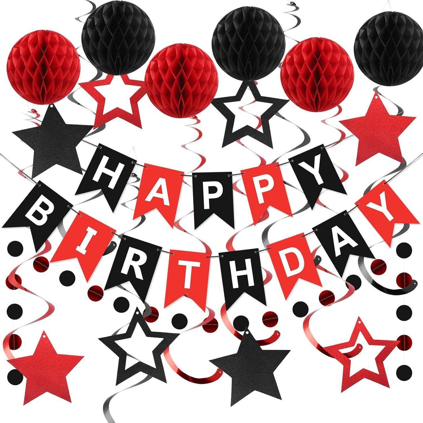 Birthday party decorations pull flags Happy Birthday set party Honeycomb ball spiral hanging decoration