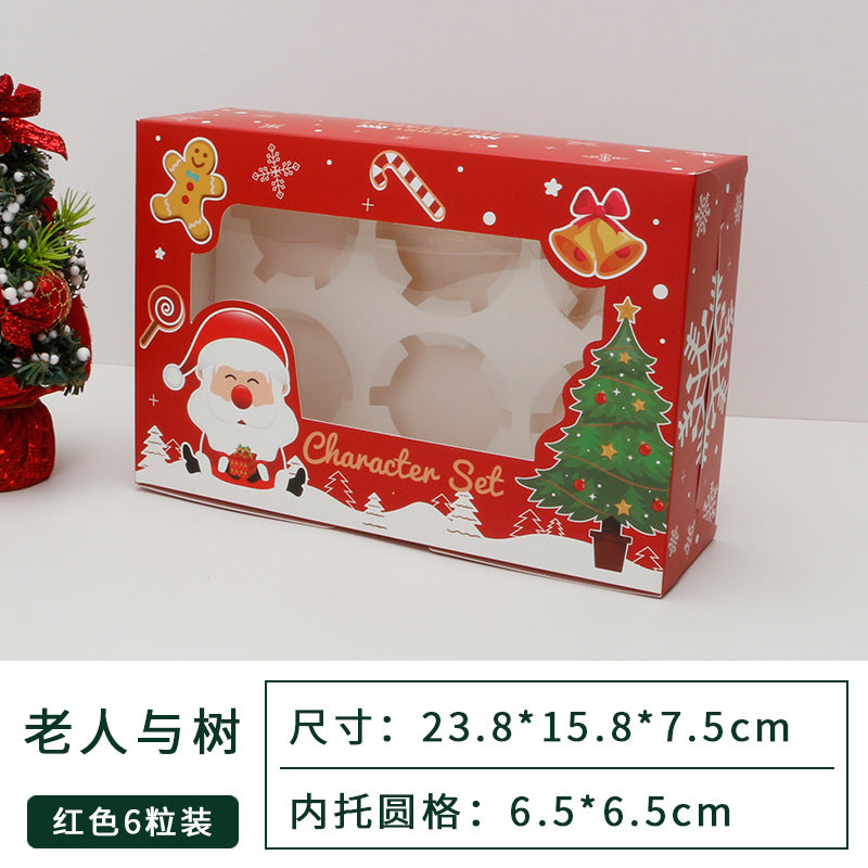 Christmas window 4 6-piece cupcake box baking pastry gift box