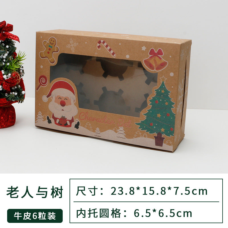 Christmas window 4 6-piece cupcake box baking pastry gift box