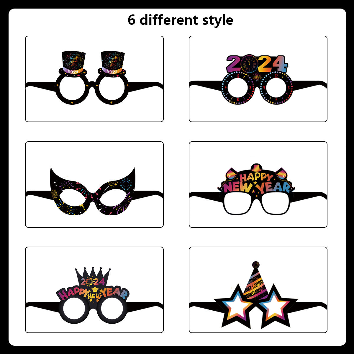 2025 New Year paper color black gold 3D glasses party decoration decoration props