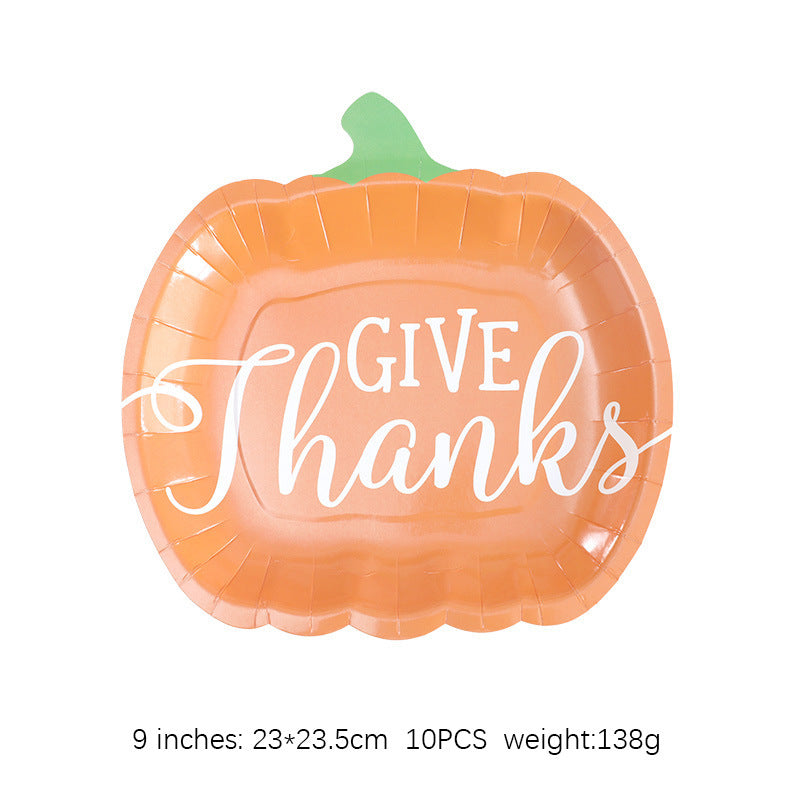 Thanksgiving Party Decoration Disposable Pumpkin Paper Plates