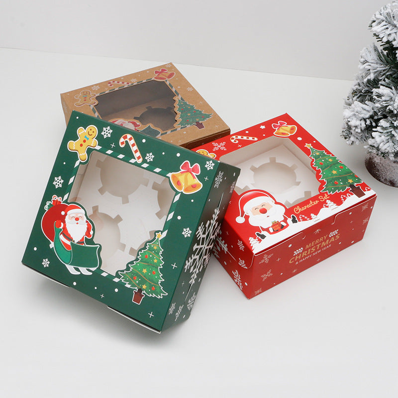 Christmas window 4 6-piece cupcake box baking pastry gift box