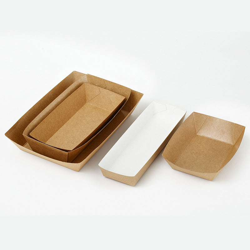Kraft paper boat box disposable collapsible open food carton