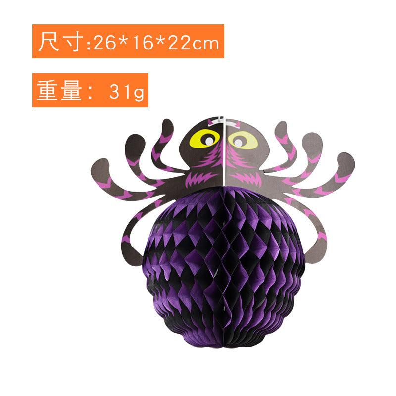 Honeycomb batpaper pendant Halloween decoration props Beehive pumpkin hat hanging ornament