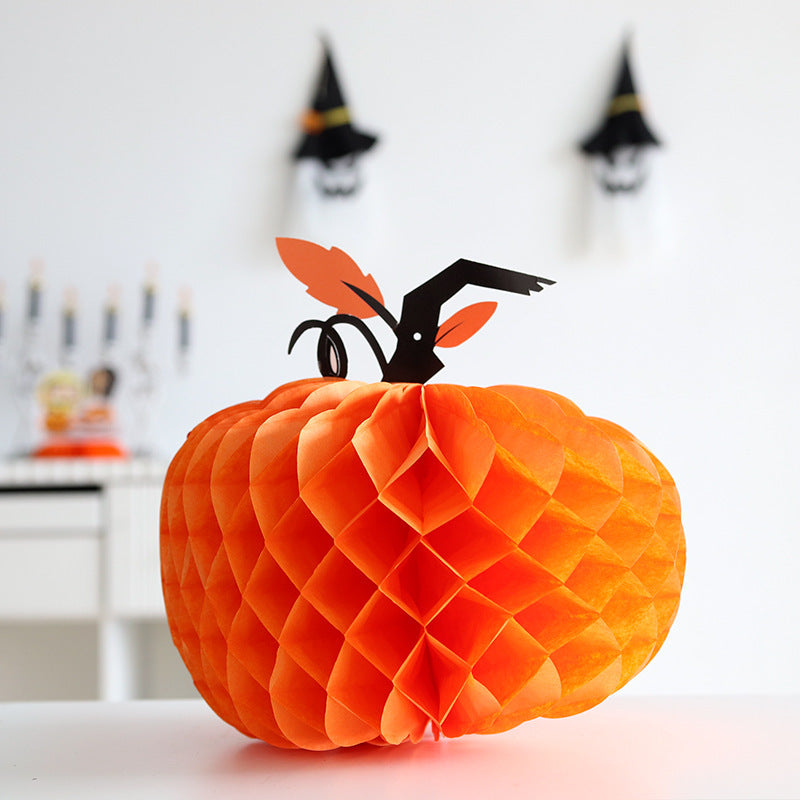 Honeycomb batpaper pendant Halloween decoration props Beehive pumpkin hat hanging ornament