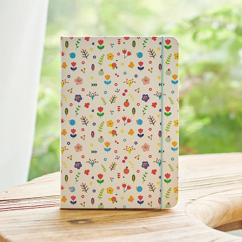 Small floral ledger A5 Cute checkered notebook Student diary