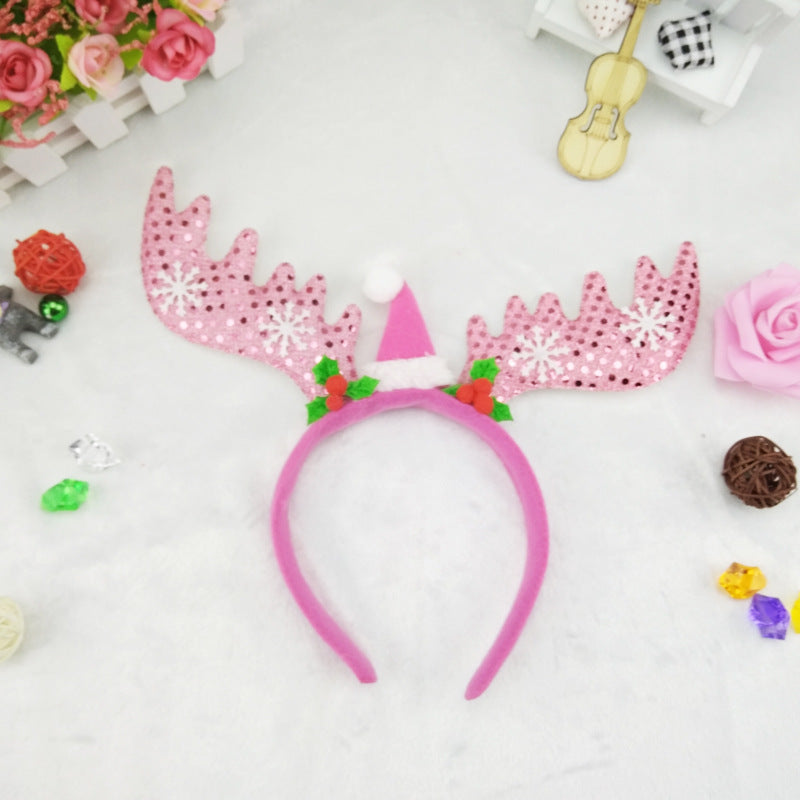 Christmas headgear Christmas performance props big bells Christmas antlers Headband
