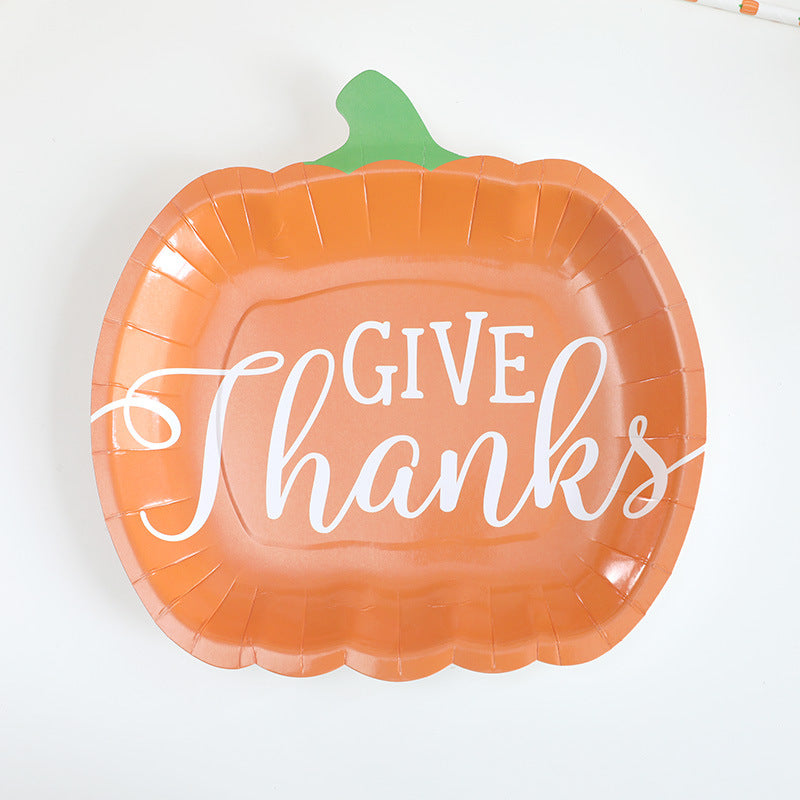 Thanksgiving Party Decoration Disposable Pumpkin Paper Plates
