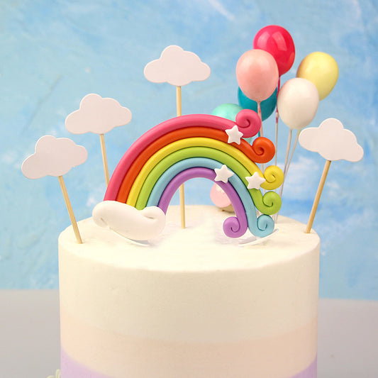 Colorful balloons Rainbow Clouds Baking cake decoration topper