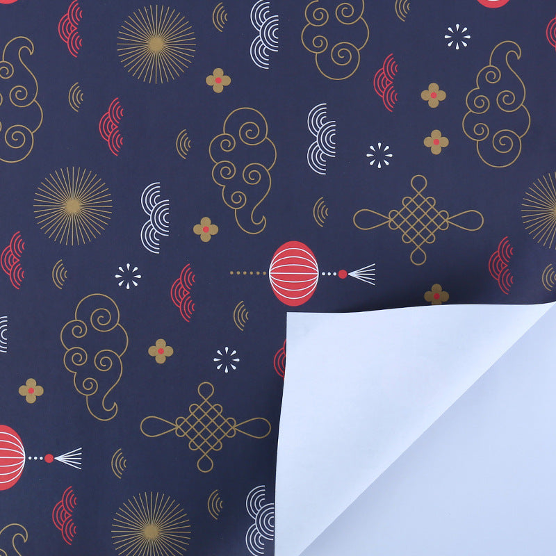 Two-side offset Chinese festive vintage red wrapping paper