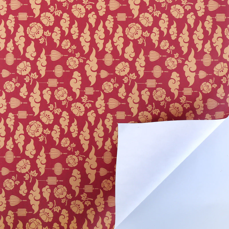 Two-side offset Chinese festive vintage red wrapping paper