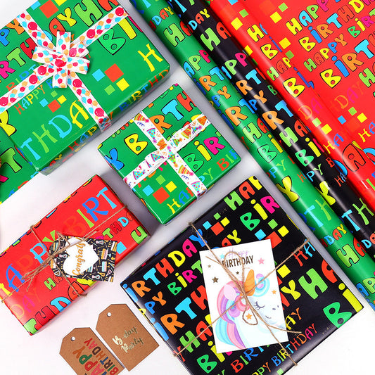 Happy Birthday theme gift coated wrapping paper for children