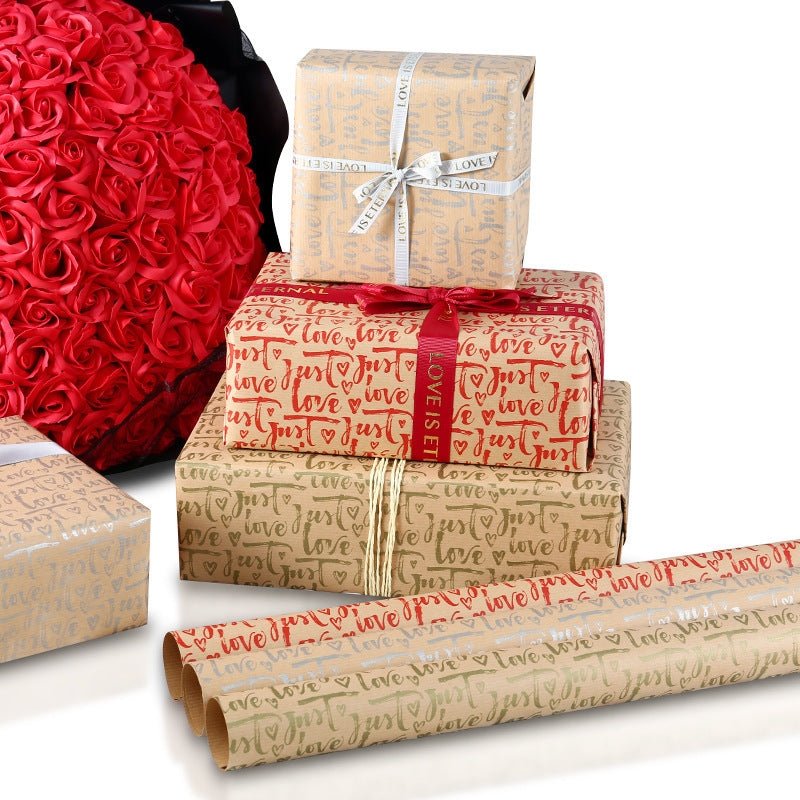 Valentine's Day birthday gift wrapping paper vintage kraft paper