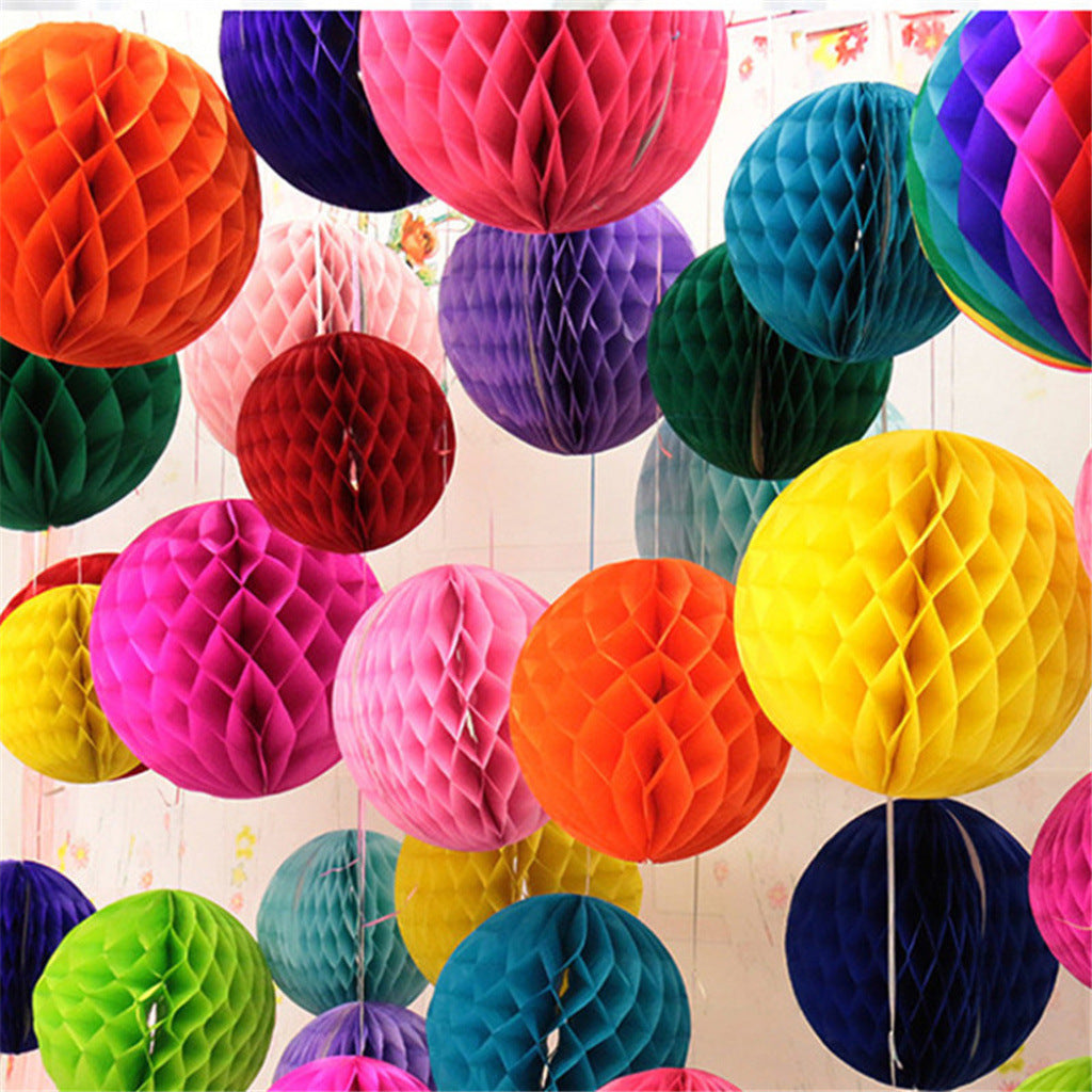 Birthday party decoration three-dimensional paper colorful honeycomb ball paper lantern wedding round honeycomb hanging paper flower ball