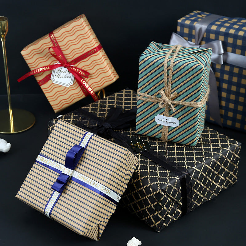 80g kraft simple geometric vintage wrapping paper