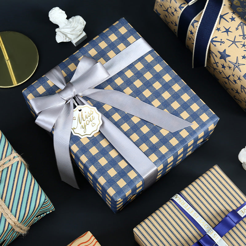 80g kraft simple geometric vintage wrapping paper