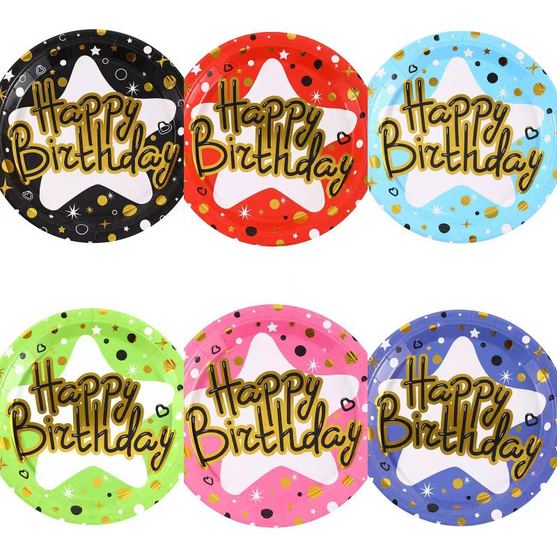 Birthday party gold foil paper plate