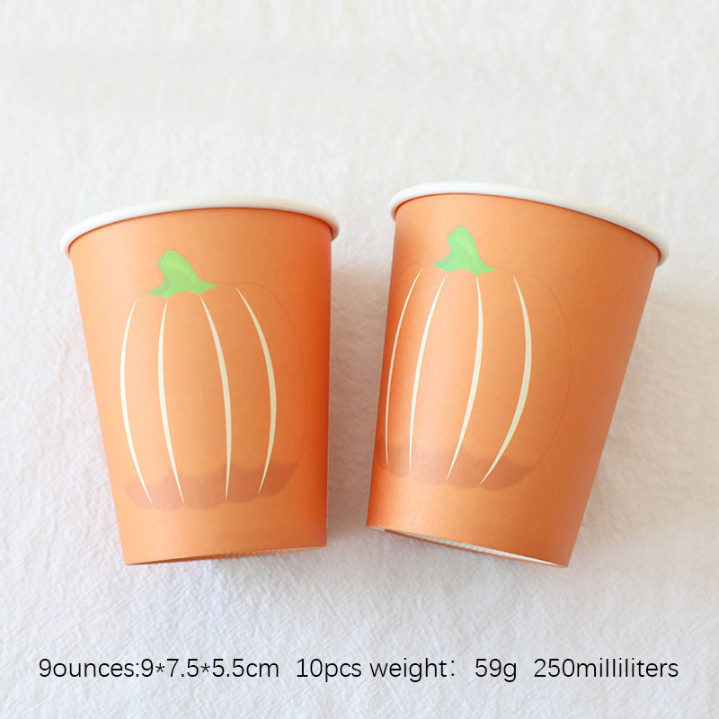 Thanksgiving Party Decoration Disposable Pumpkin Paper Cups