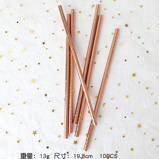 Disposable hot gold rose gold straw for birthday party decoration