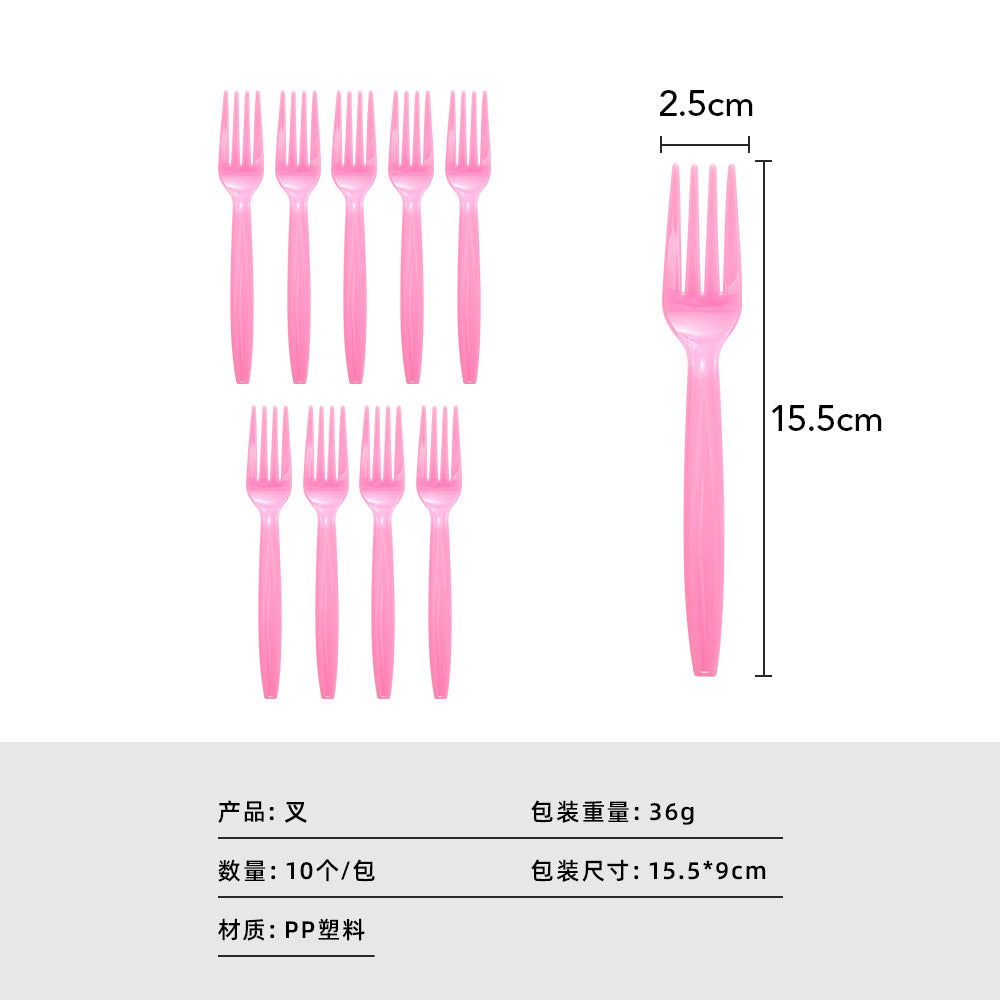 Colorful children's birthday party decoration knife, fork and spoon