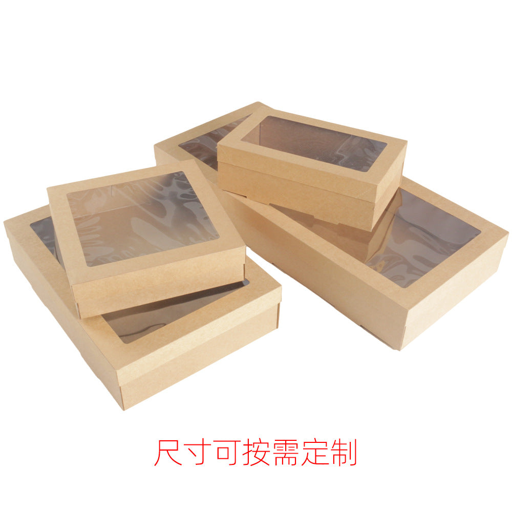 Fine corrugated baked cake packaging box visual window paper lunch box