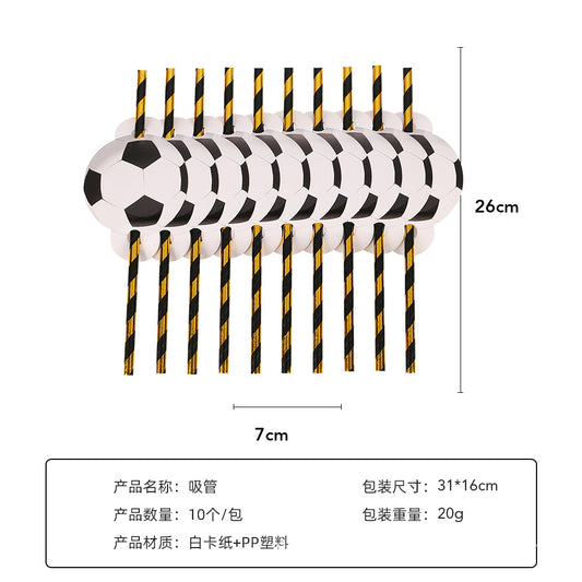 Sports Day Boys Football Themed Party Straw