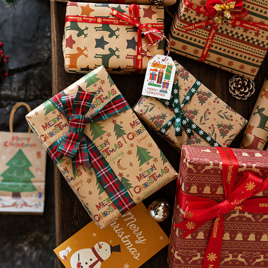 Vintage Christmas kraft paper wrapping paper