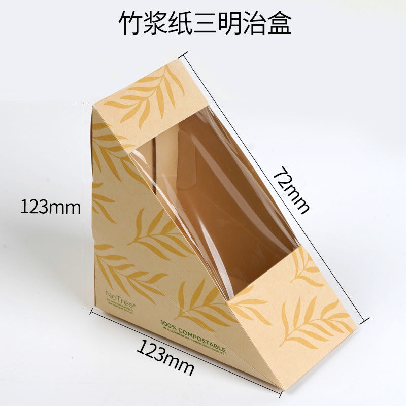 Secondary window bamboo pulp paper sandwich box triangle baked