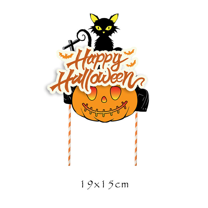 New 12pcs Halloween Pumpkin Skull cake decoration toppers