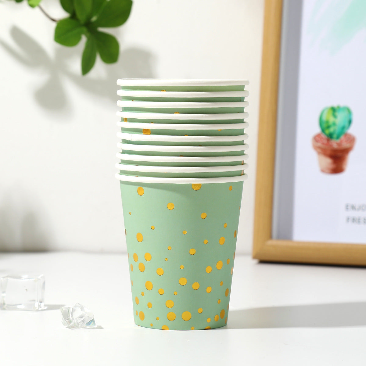 9OZ Gold Stamping Thickened Birthday Party Disposable Paper Cup