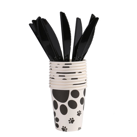 Black Dog Paw Theme Children's Birthday Party Decorative Paper Cups