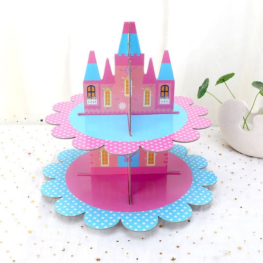 A paper cake stand for a one-time castle birthday party