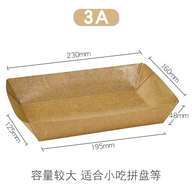 Kraft paper boat box disposable collapsible open food carton