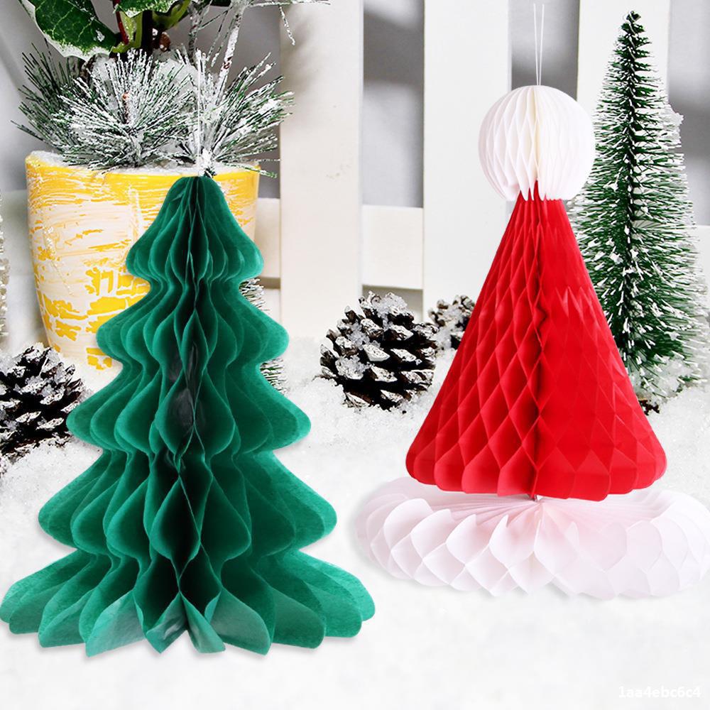 Christmas decorations Honeycomb paper Christmas tree Christmas hat Christmas party decorations supplies