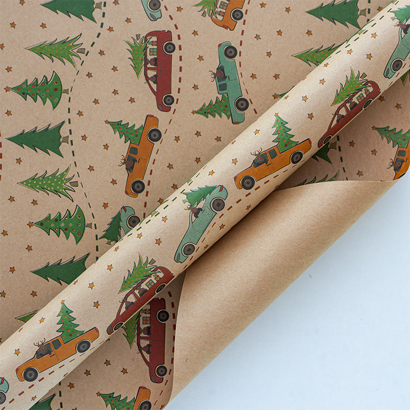 Vintage Christmas kraft paper wrapping paper