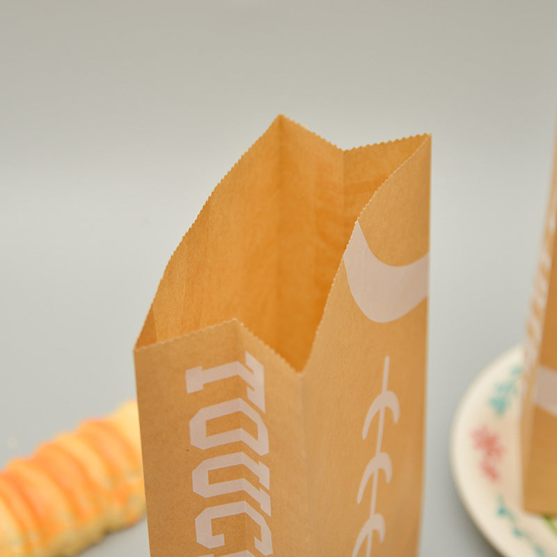 Oil-proof food packaging in kraft paper bag with square bottom