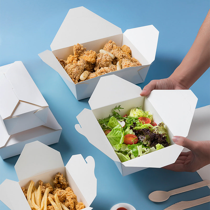 Rectangular white takeout packaging box