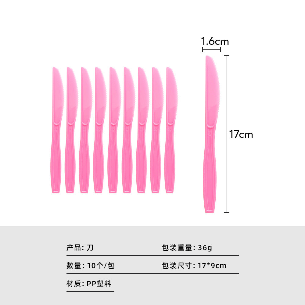 Colorful children's birthday party decoration knife, fork and spoon