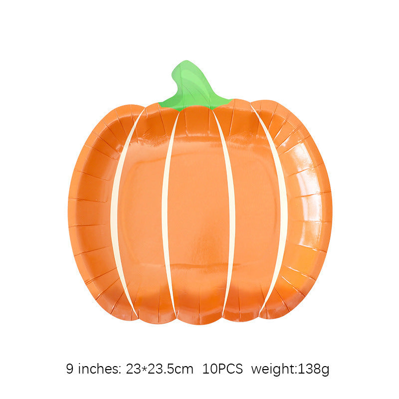 Thanksgiving Party Decoration Disposable Pumpkin Paper Plates