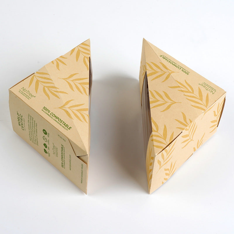 Secondary window bamboo pulp paper sandwich box triangle baked