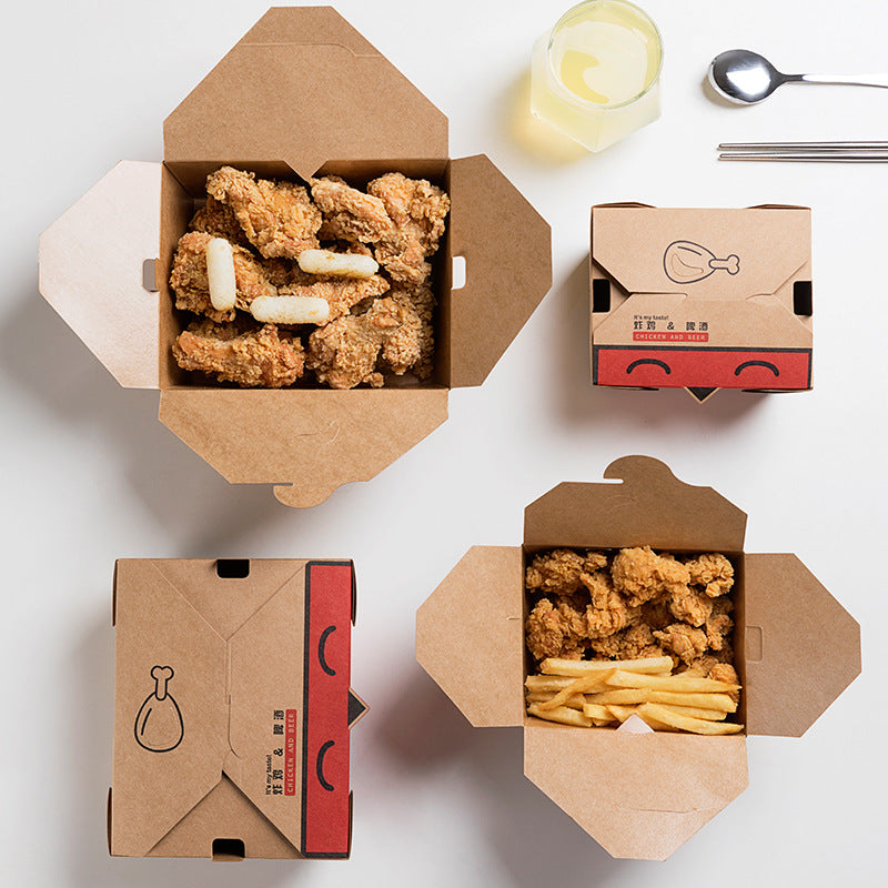 Disposable kraft paper fried chicken packing box