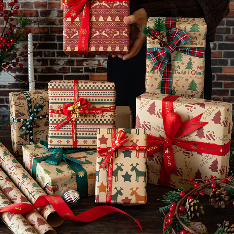 Vintage Christmas kraft paper wrapping paper