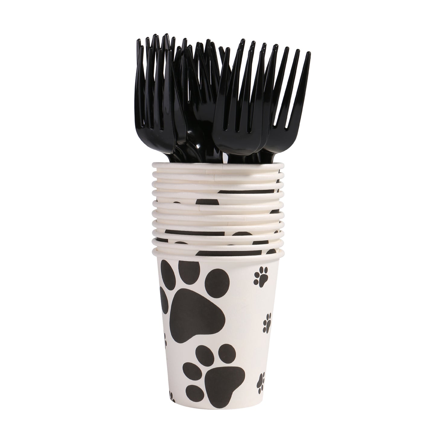 Black dog paw theme children's birthday party decoration knife, fork and spoon