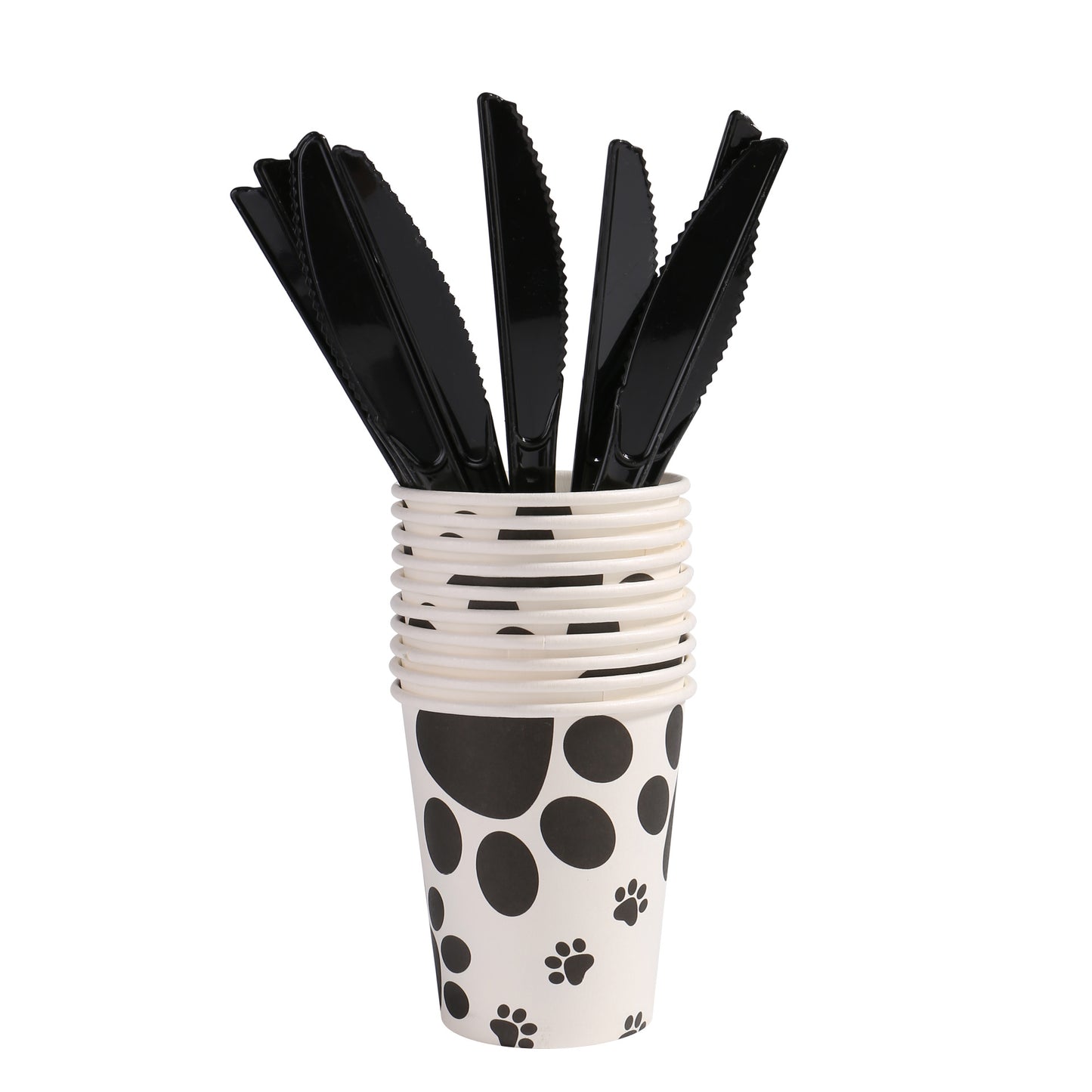 Black dog paw theme children's birthday party decoration knife, fork and spoon