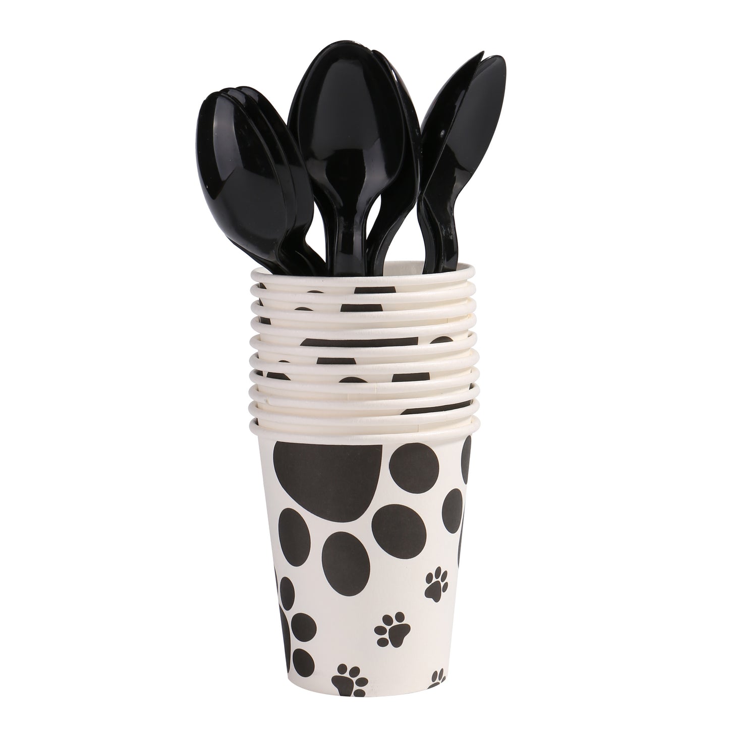 Black dog paw theme children's birthday party decoration knife, fork and spoon